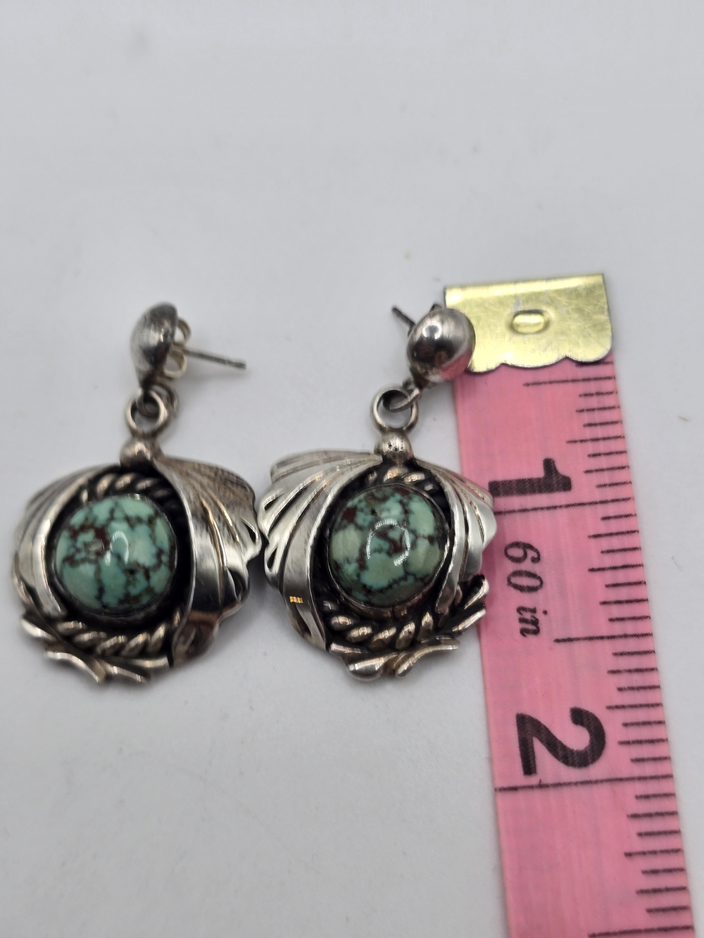 Vintage R. Williams Navajo Sterling Silver Turquoise Stone Parure - Picture 4 of 16
